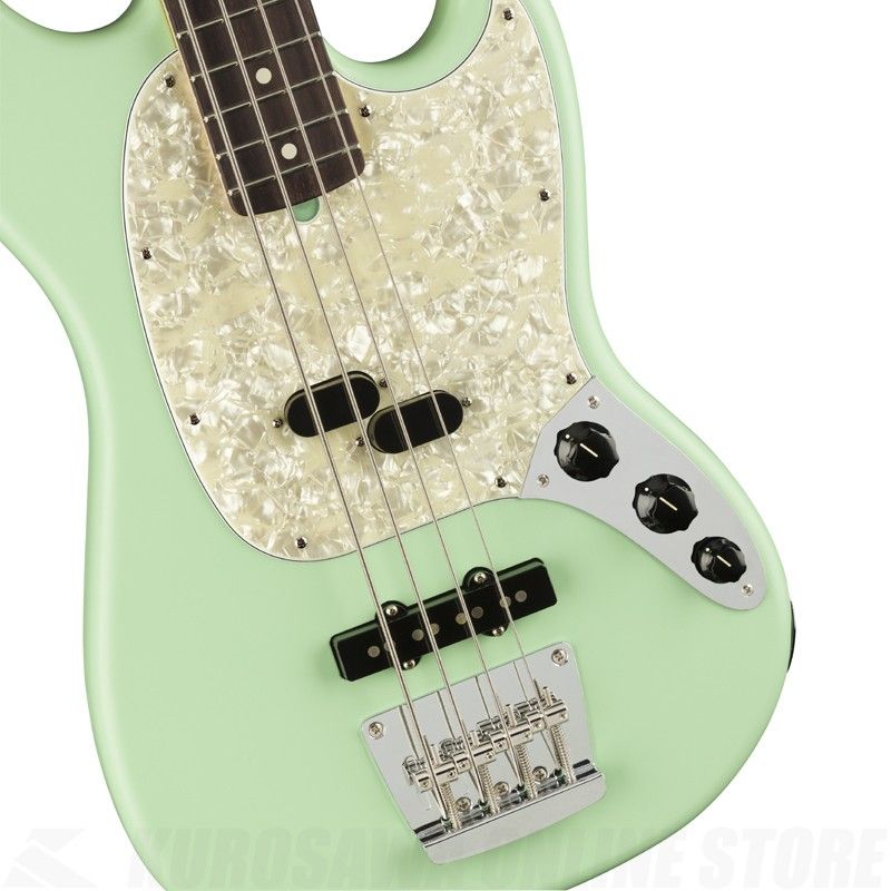 American Performer Mustang Bass, Rosewood, Satin Surf Green
