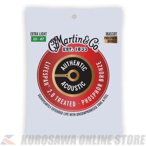 Martin Authentic Acoustic Lifespan 2.0 Guitar Strings 80/20 Bronze (Extra Light)[MA530T] 【ネコポス】【マーティンギター・公式グッズ取扱店】