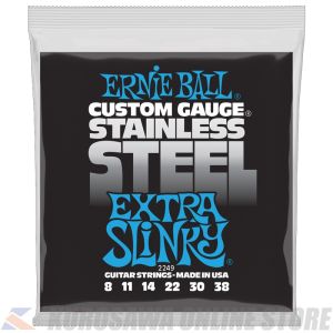 ERNIE BALL #2249 Extra Slinky Stainless Steel Wound Electric Guitar Strings 8-38 Gauge