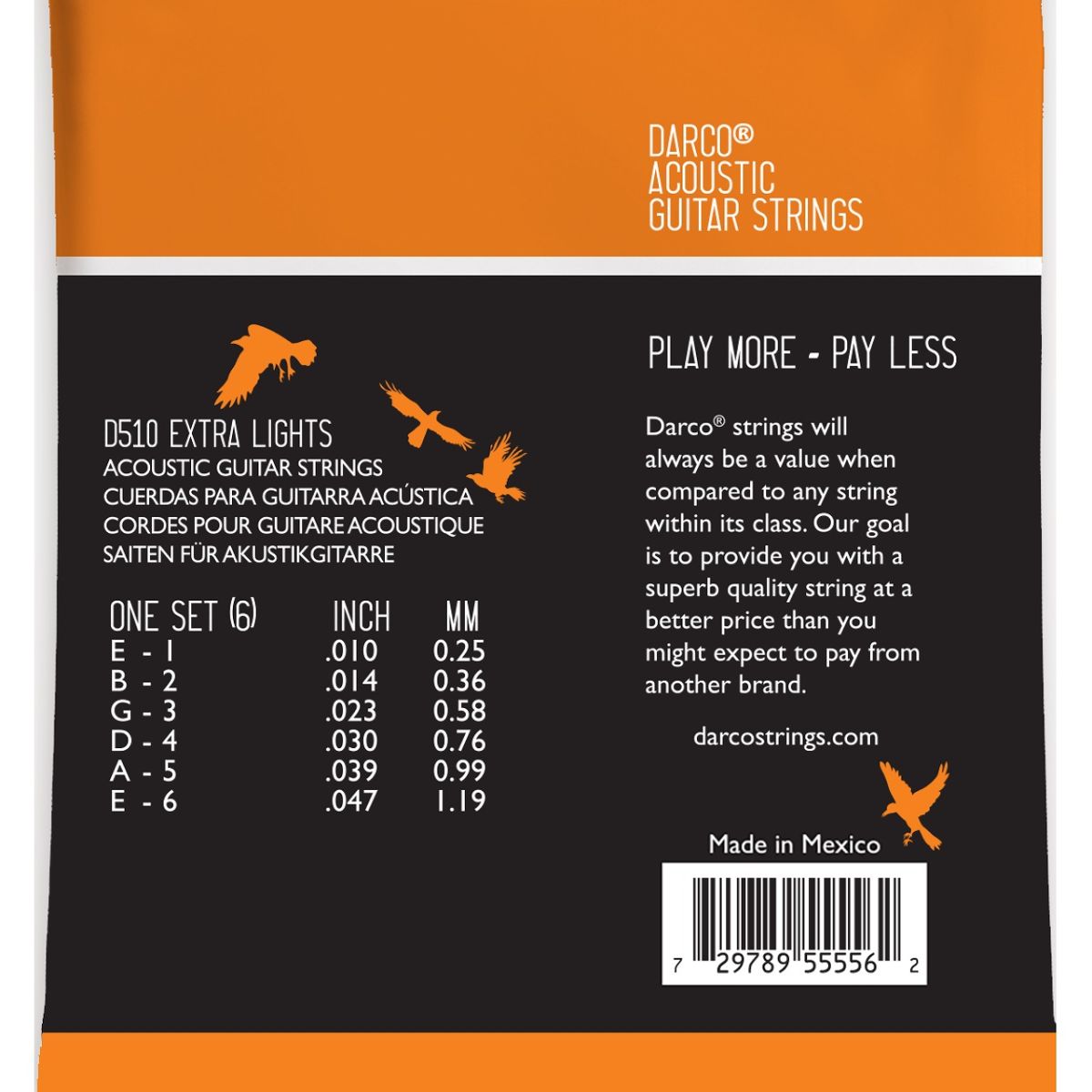 Darco Acoustic Guitar Strings 80/20 Bronze (Extra Light)[D510