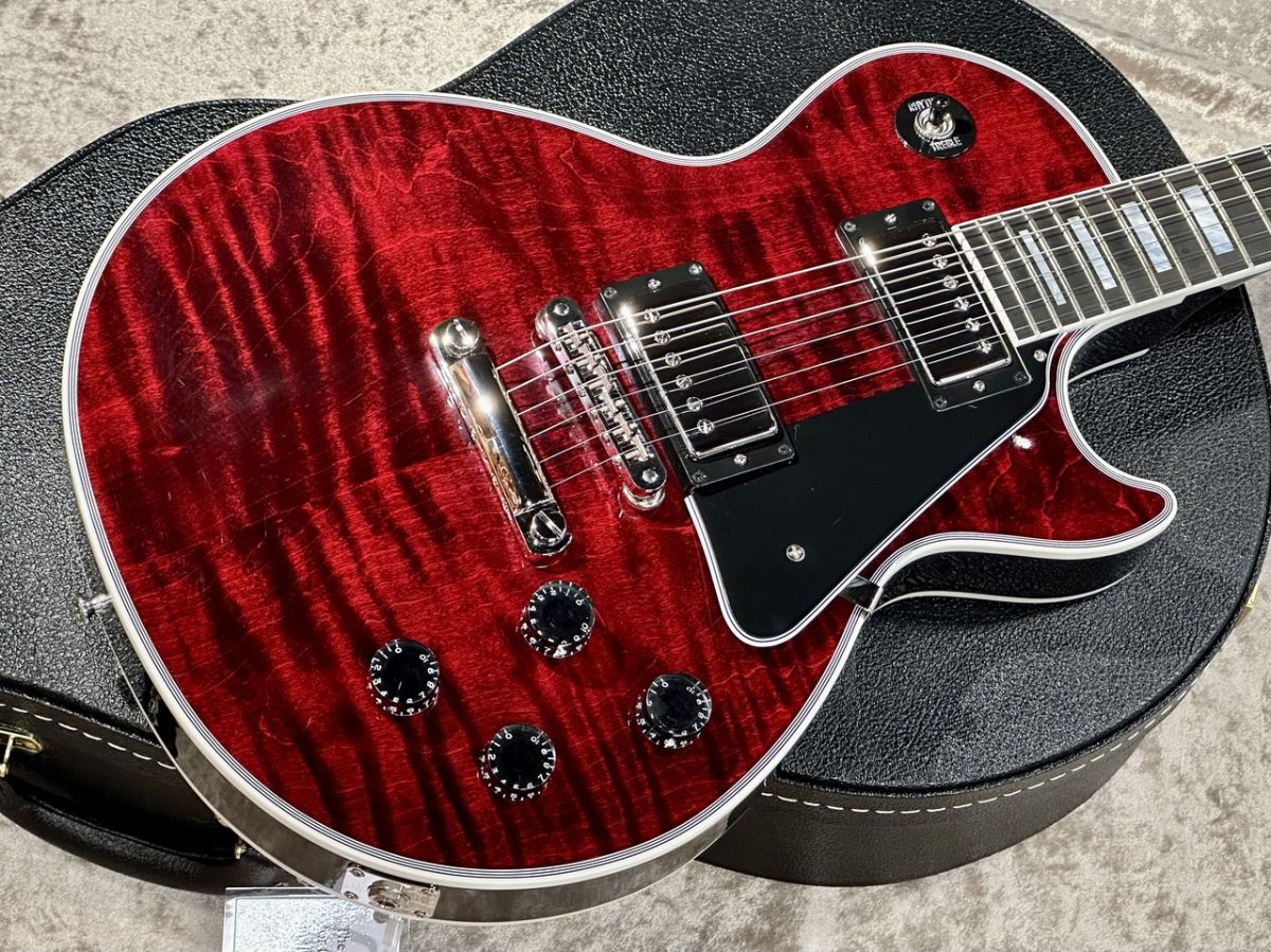 シャインタイガー　レスポールギター Les Paul Custom Figured w/Ebony Fingerboard Gloss Red Tiger
