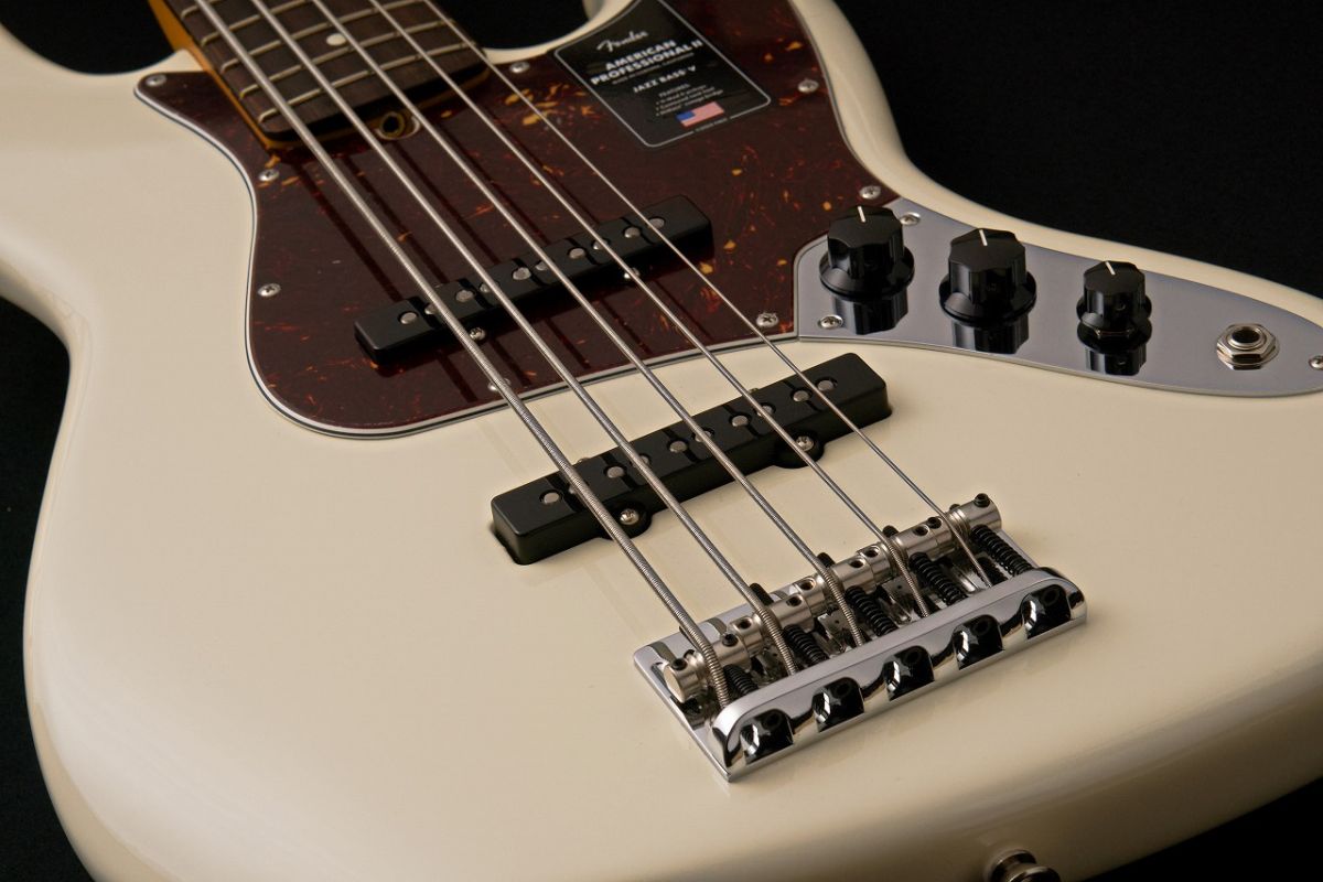 American Professional II Jazz Bass V Olympic White