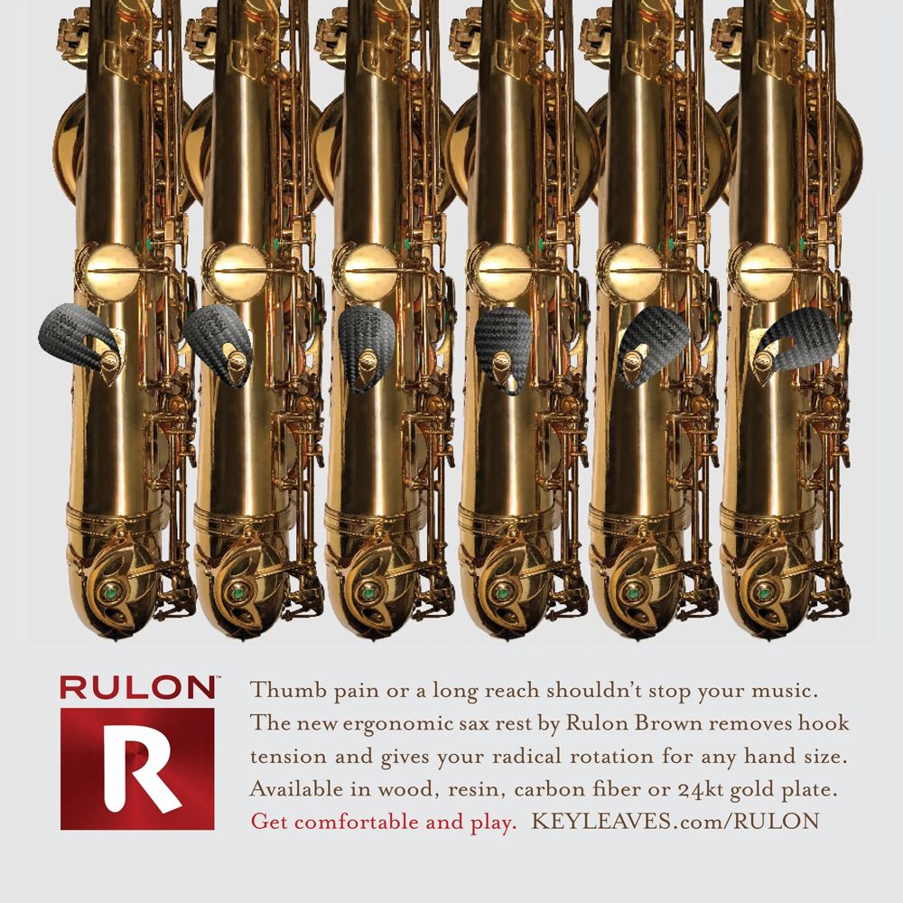 RULON ルーロン Sax Rest サックスレスト 24金　ゴールド RULON Ergonomic Saxophone Thumb Rest - Gold Plate – Key Leaves