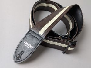 Couch Guitar Straps Brown with White Vinyl Racer X Guitar Strap 【USED】【美品】