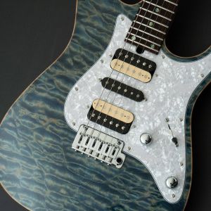 T's Guitars DST-Pro 24 Master Grade Quilt Maple w/Bird's Eye Maple Neck -Trans Blue Denim-