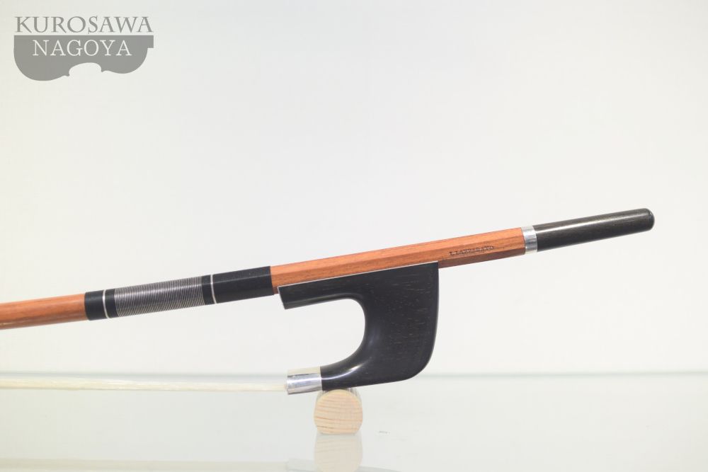 ペルナンブーコ　ジャーマンスタイル　ビンテージコントラバス弓ドイツ製　毛替済 個人製作家 Lorenzo Lazzarato Contrabass Bow（Silver/Ebony