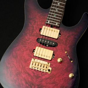 T's Guitars DST-Pro 24 5A Waterfall Burl Maple -Purple Burst / Steps White Matt Back-