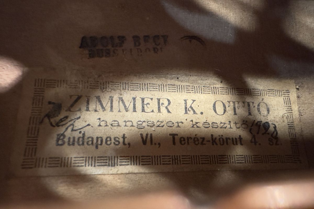 Zimmer K Otto Label 1928 40.2cm Budapest | 【クロサワ楽器店