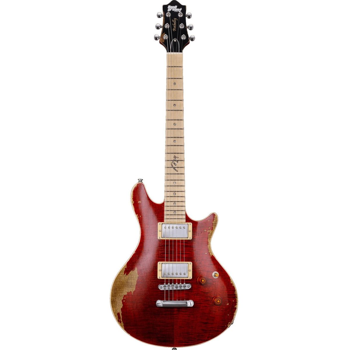 POTBELLY FM Rana MyGO 要 楽奈　エレキギター　ポスター付き BanG Dream！ POTBELLY FM Rana Distressed See Thru Wine Red