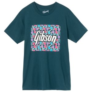 Gibson 【Gibsonアパレル】 Floral Block Logo Tee Blue / Mサイズ [Tシャツ]