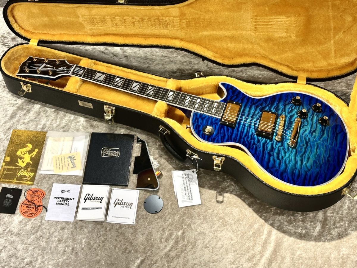 1968 Les Paul Custom 7A Quilt Top 5PC Neck Trans Blue Burst Gloss