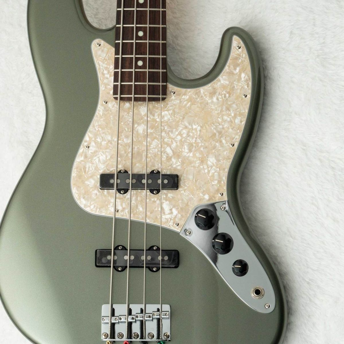 FSR Made in Japan Hybrid II Jazz Bass Jasper Olive Metallic