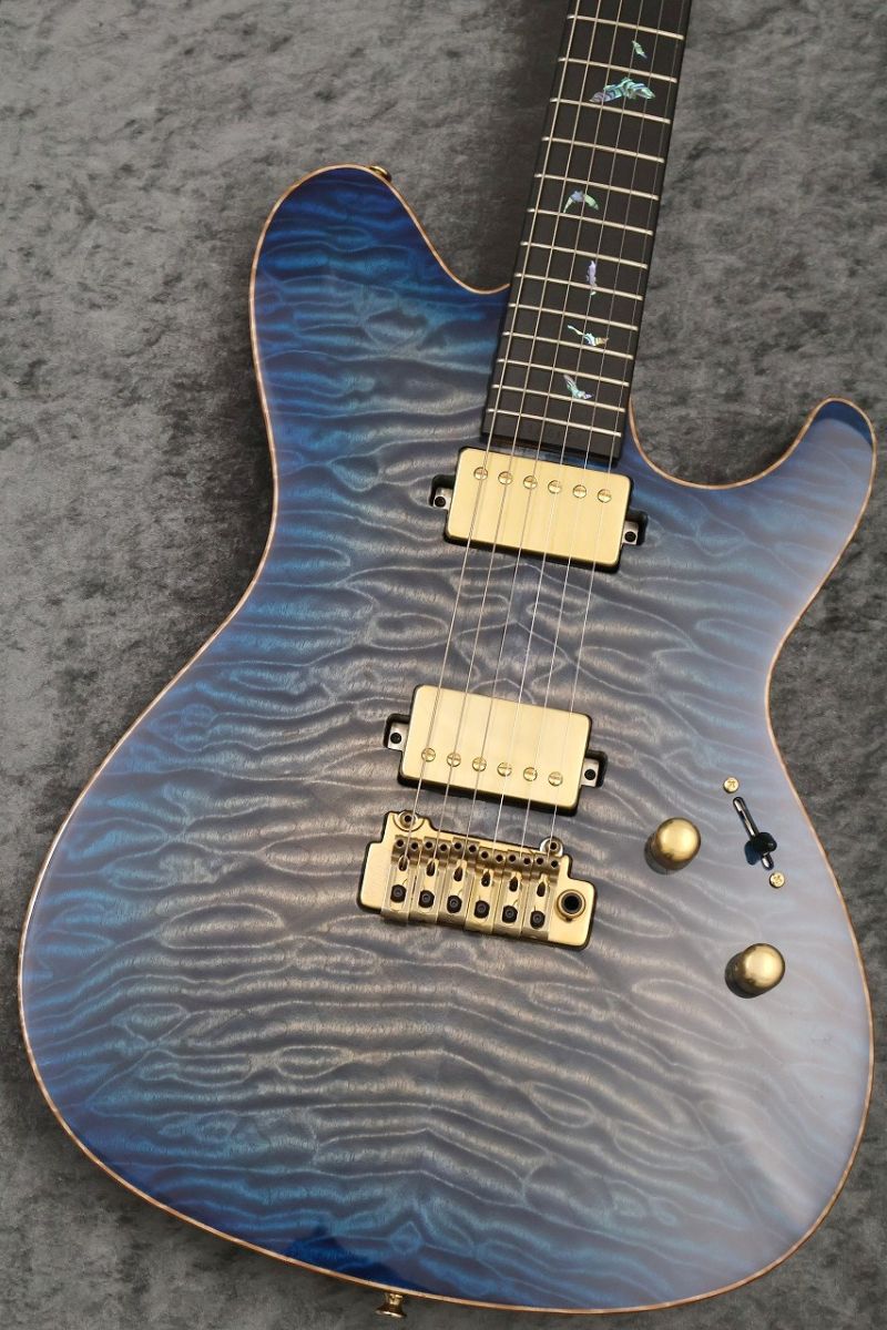Custom Order DS496E 6A Quilt Maple/HM/F-Maho Dark See Through Blue