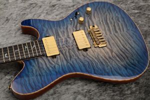 Custom Order DS496E 6A Quilt Maple/HM/F-Maho Dark See Through Blue