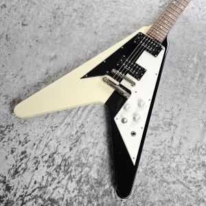 Vシェイプ　エレキギター ホワイト/ブラック Vシェイプ エレキギター ホワイト/ブラック