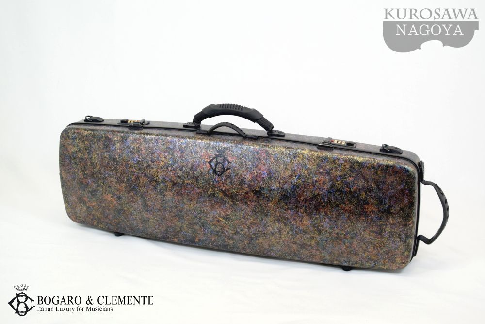 【新品】クロコダイル模様押し革製、木製バイオリンケース Bogaro & Clemente バイオリンケース「マーブル（マルチカラー）」（艶