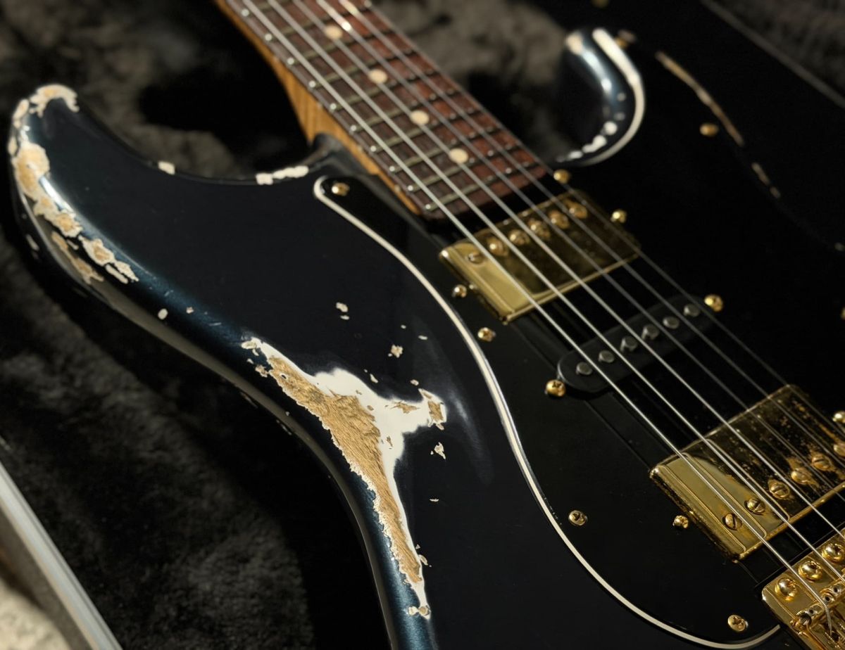 XSC-4 5A Flame Maple Neck ~Mercedes Blue~ Heavy Aged【Reverse Head