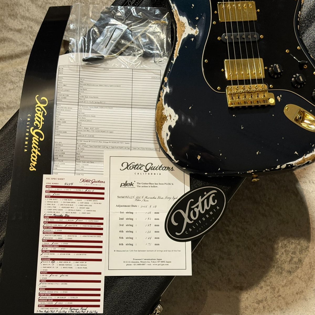 XSC-4 5A Flame Maple Neck ~Mercedes Blue~ Heavy Aged【Reverse Head