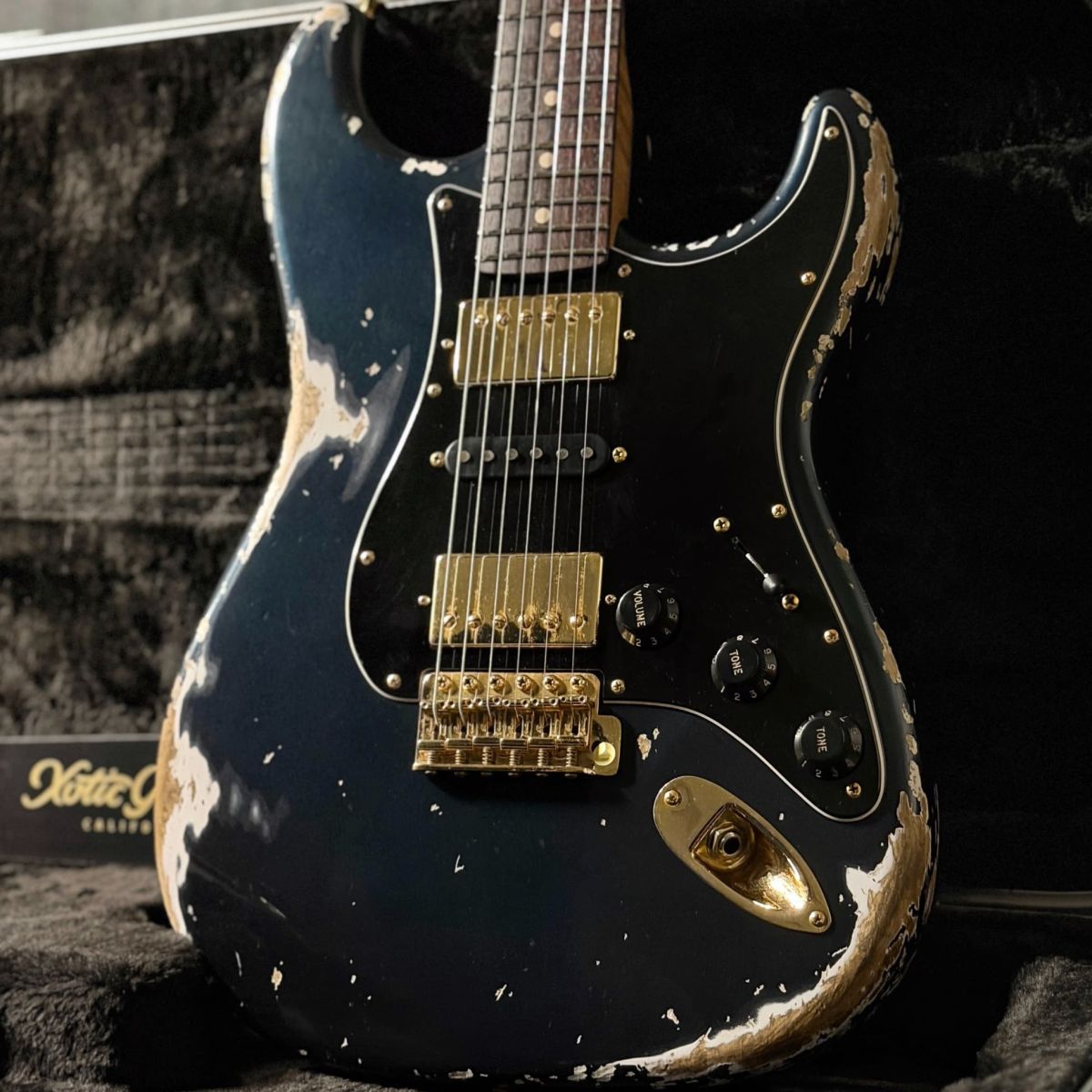 XSC-4 5A Flame Maple Neck ~Mercedes Blue~ Heavy Aged【Reverse Head