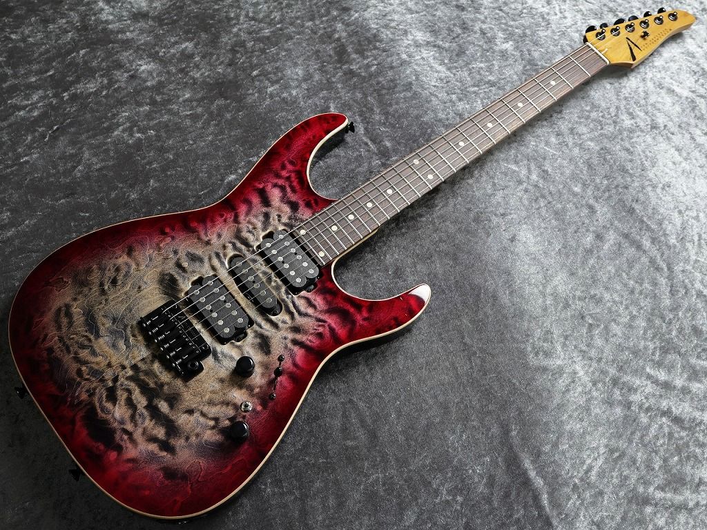 Custom Order Angel Natural Black to Trans Red Burst with Binding