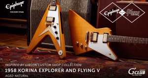 Epiphone×Gibson Customshop、1958 Explorer と 1958 Flying V をベースとした復刻モデルが限定数量でリリース!! | 1958 Korina Explorer & Flying V Aged Natural